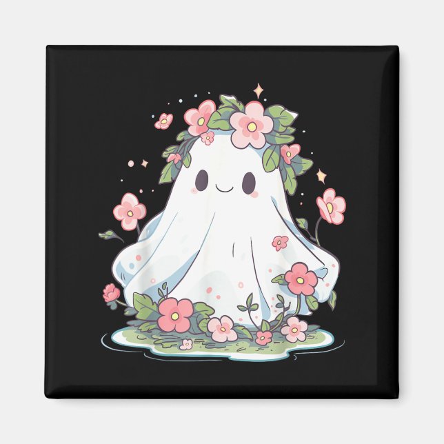 Halloween spökblomma kvinnor flickor Halloween Magnet (Framsidan)