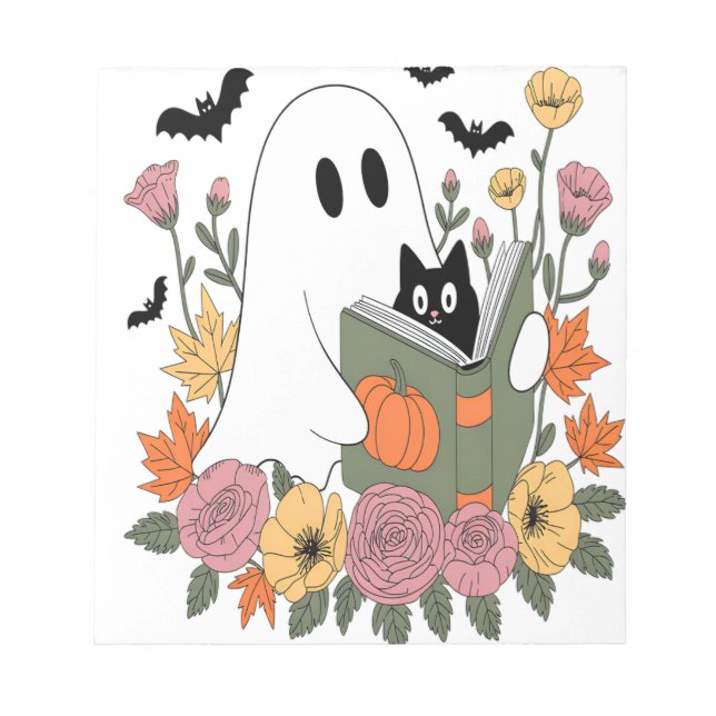 Halloween spökbok katt anteckningsblock (Framsida)