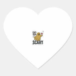 Halloween-spöke ät dryck och var läskig vintage_1 hjärtformat klistermärke