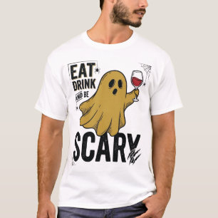 Halloween-spöke ät dryck och var läskig vintage_1 t shirt