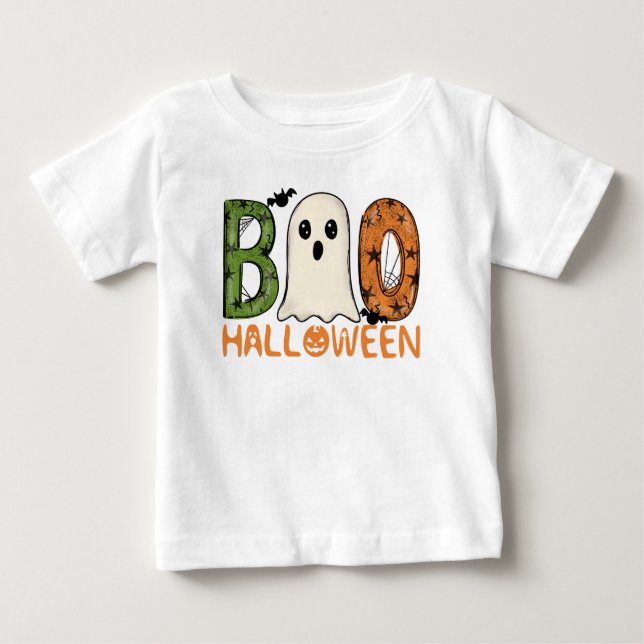 Halloween Spöke Boo Barn T Shirt (Framsida)
