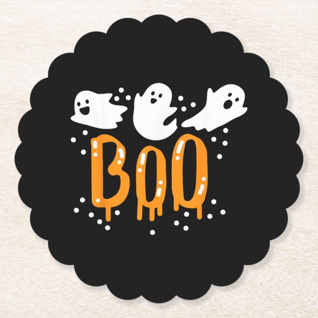 Halloween Spöke Boo Gullet Underlägg Papper (Framsida)