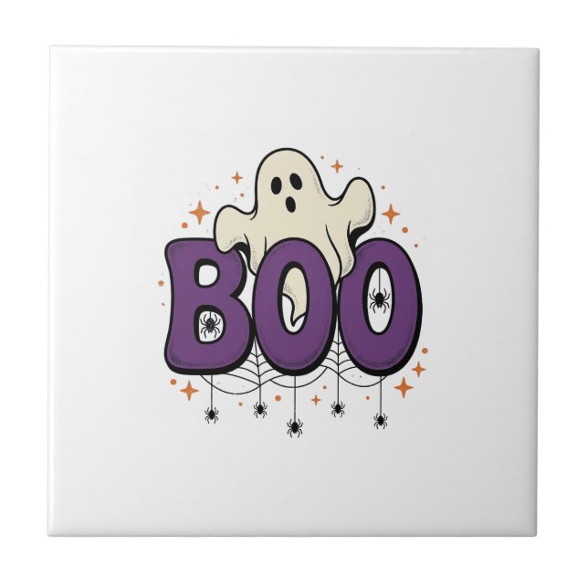 Halloween Spöke Boo Rolig Spindel Vintage_1 Kakelplatta (Framsidan)