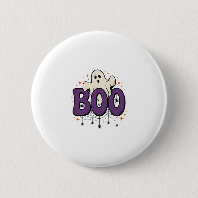 Halloween Spöke Boo Rolig Spindel Vintage_1 Knapp (Framsida)