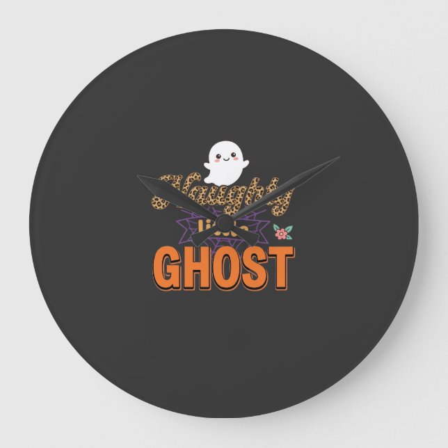 Halloween-spöke Busigt Litet Spöke Design Stor Klocka (Framsida)