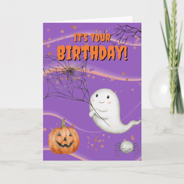 Halloween-spöke födelsedags kort (Framsida)