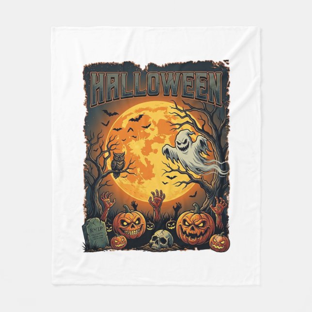 Halloween spöke fullmåne Jack Lanterns Zombie Han Fleecefilt (Framsidan)