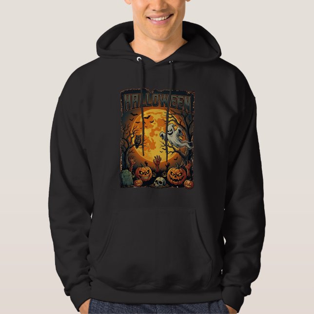 Halloween spöke fullmåne Jack Lanterns Zombie Han Hoodie (Framsida)