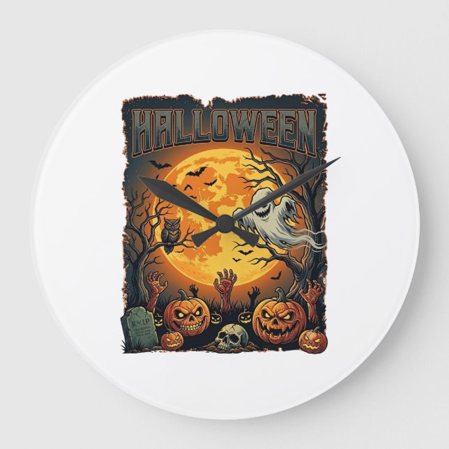 Halloween spöke fullmåne Jack Lanterns Zombie Han Stor Klocka (Framsida)