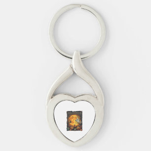 Halloween spöke fullmåne Jack Lanterns Zombie Han Twisted Heart Silverfärgad Nyckelring