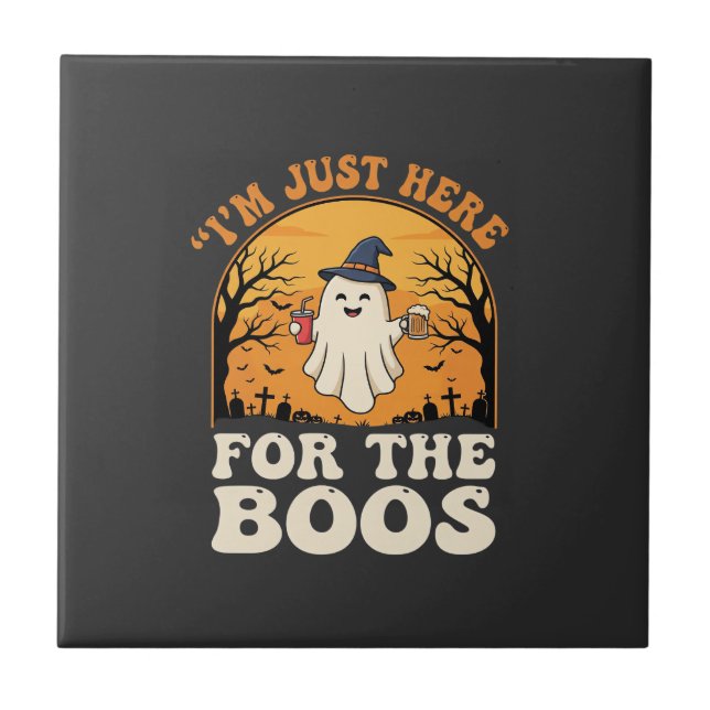 Halloween-spöke här för buarna kakelplatta (Framsidan)