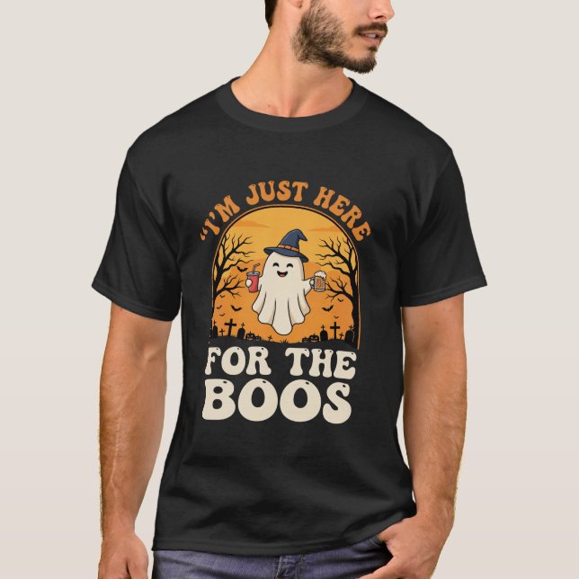 Halloween-spöke här för buarna t shirt (Framsida)