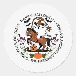 Halloween-spöke & häst Rund dekalsticker Runt Klistermärke
