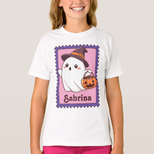 Halloween-spöke-häxa Anpassad Namnstämpel T Shirt