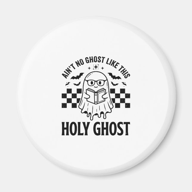 Halloween-spöke Helig Ande Rolig Vintage-rutig Magnet (Framsidan)