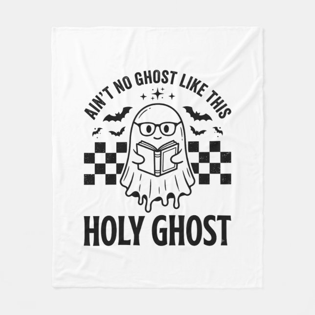 Halloween-spöke Helig Ande Roligt Vintage-rutig Fleecefilt (Framsidan)