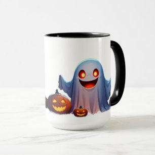 Halloween-spöke i en kuslig pumpa natt scen 🌙 mugg