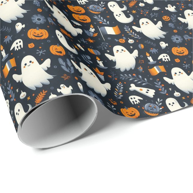 Halloween-spöke i färgerna från den rumänska flagg presentpapper (Rullad Hörn)