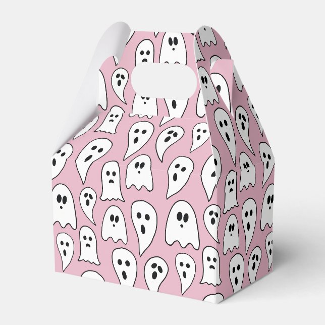 Halloween-spöke i rosa presentaskar (Framsidan Sidan)
