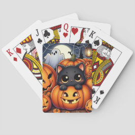 Halloween-spöke, Jack-O-Lanterns och svart katt Casinokort