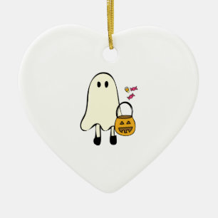Halloween spöke julgransprydnad keramik