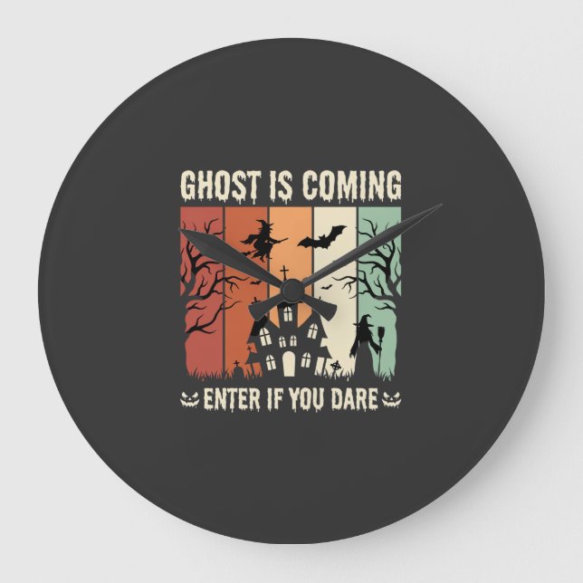 Halloween-spöke kommer hemskt hus stor klocka (Framsida)