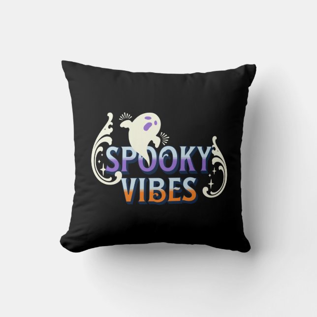 Halloween-spöke kusliga vibbar typografi bokstavsd kudde (Framsida)