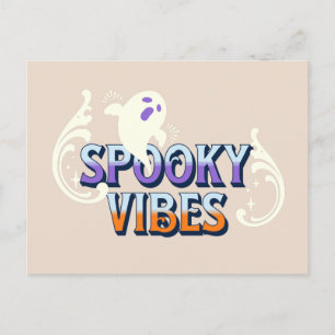 Halloween Spöke Kusliga Vibrationer Retro Vykort