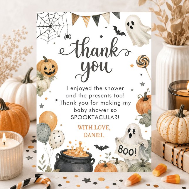 Halloween-spöke läskig födelsedagsfest  tack kort (Skapare uppladdad)
