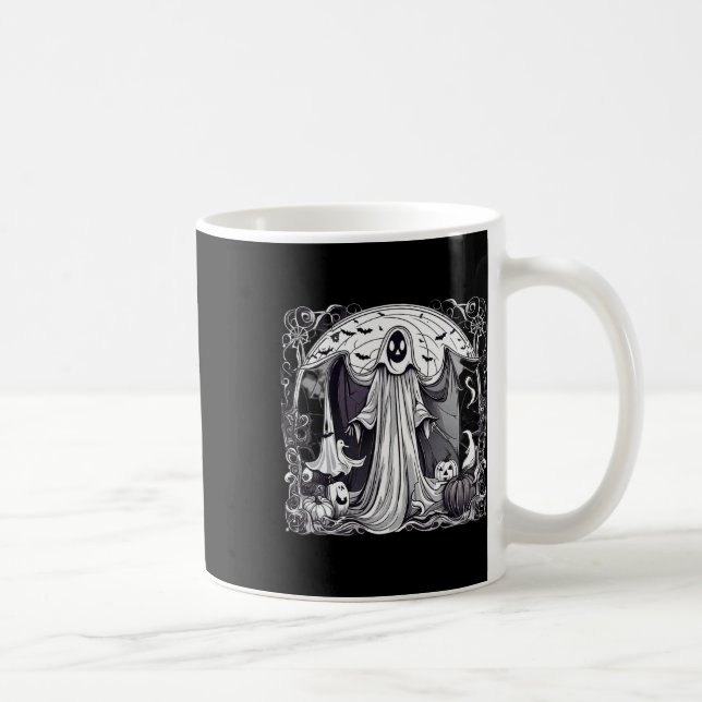 Halloween-spöke läskig skrämmande kyrkogårdstryck  kaffemugg (Höger)