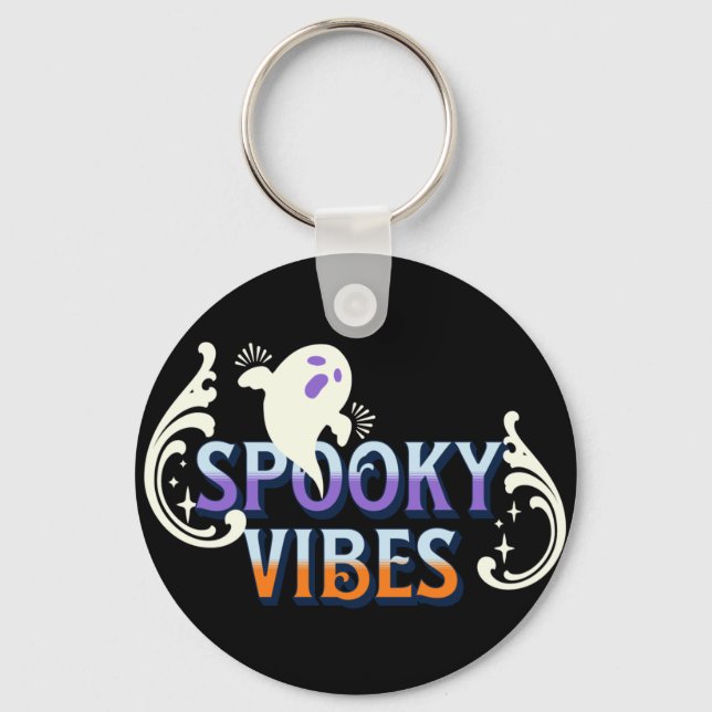Halloween-spöke läskiga vibbar typografi bokstavsd nyckelring (Framsida)