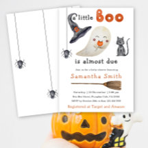 Halloween-spöke Little Boo Baby Shower-inbjudan