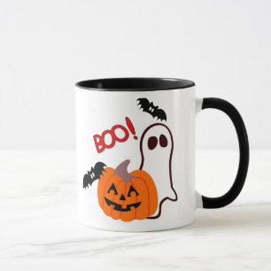 Halloween spöke med pumpa mugg