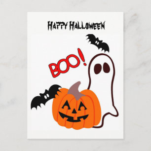 Halloween-spöke med pumpa vykort