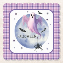 HALLOWEEN Spöke Med Spindel Lila Rutig Mönster