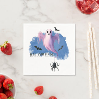 HALLOWEEN Spöke Med Spindel Pappersservett