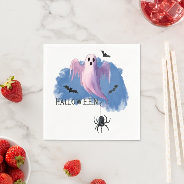 HALLOWEEN Spöke Med Spindel Pappersservett (Insitu)