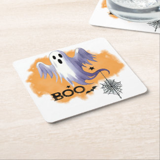 HALLOWEEN Spöke Med Spindelnät Underlägg Papper Kvadrat