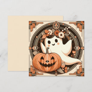 Halloween-spöke och Jack-o'-lantern Kuslig Kort