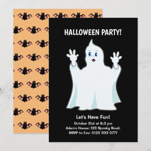 Halloween-spöke på svart inbjudan