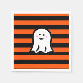 Halloween-spöke på svarta och orangea ränder pappersservett