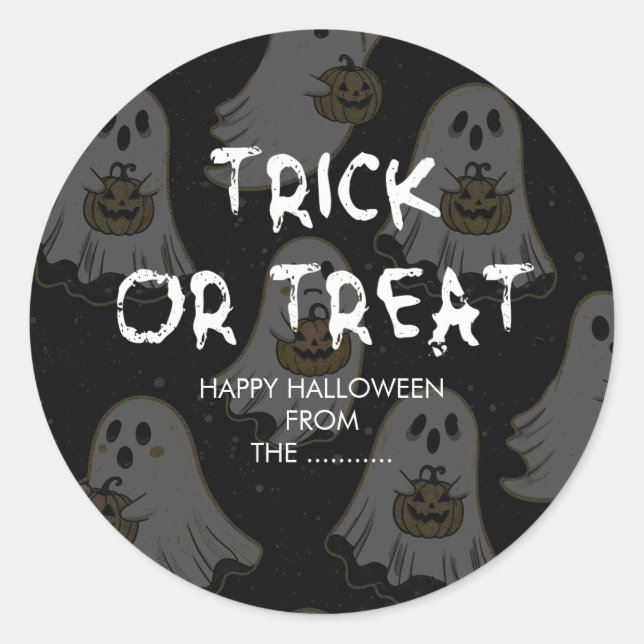 Halloween-spöke  runt klistermärke (Framsida)