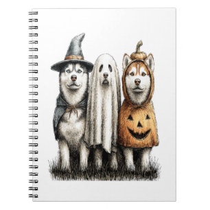 Halloween-spöke Sibirisk Husky Hund Anteckningsbok