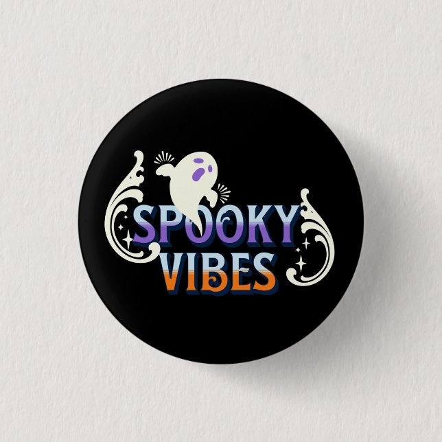 Halloween-spöke Skumma vibbar Typografi Bokstavsde Knapp (Framsida)