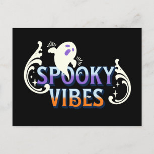 Halloween-spöke Skumma vibbar Typografi Bokstavsde Vykort