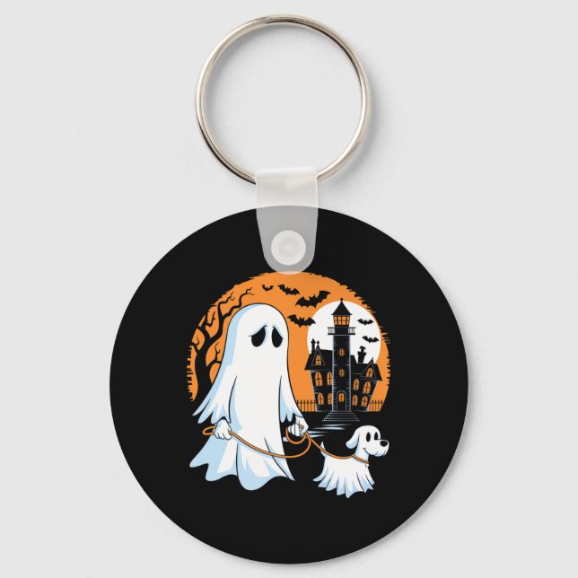 Halloween-spöke som går hund Premium Nyckelring (Framsida)