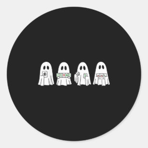 Halloween-spöke som spelar Mahjong Soky Season Gam Runt Klistermärke