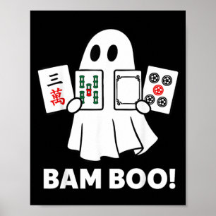 Halloween-spöke som spelar Mahjong Spooky Bam Boo Poster