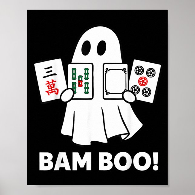 Halloween-spöke som spelar Mahjong Spooky Bam Boo Poster (Framsidan)