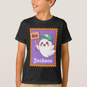 Halloween-spöke Söt Boo-skylt Anpassat barnnamn T Shirt